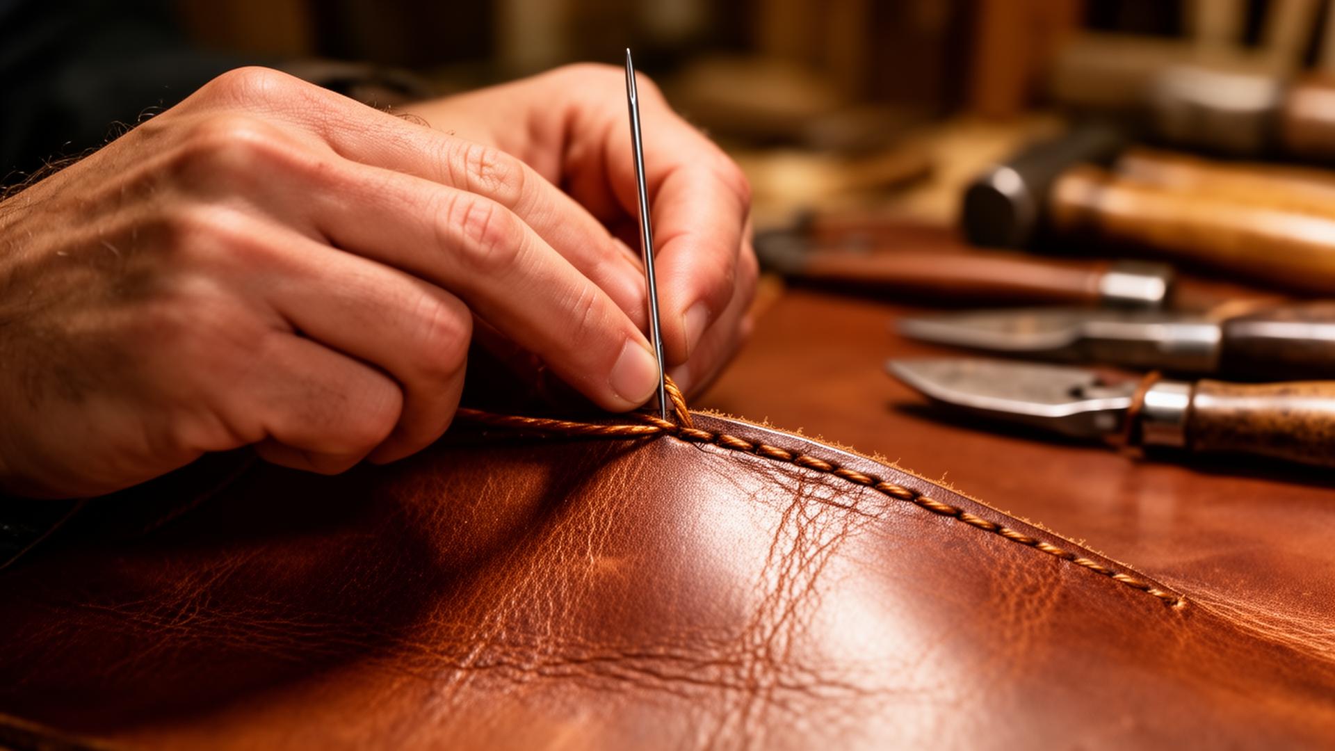 Hand-stitched leather